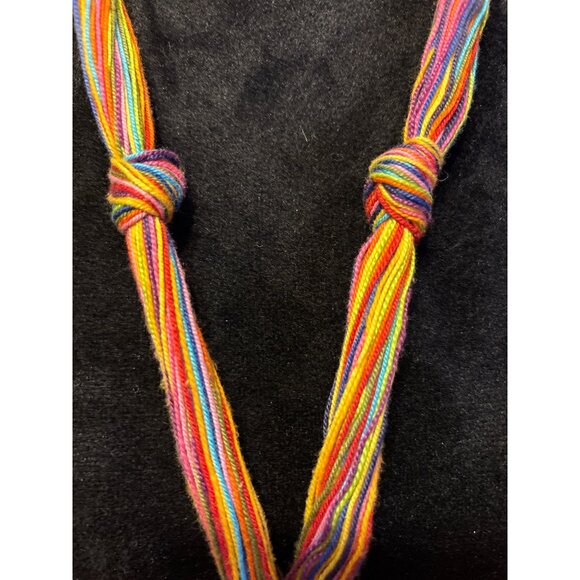 Handcrafted Rainbow Colors Statement Necklace Circular Pendant Boho Hippie Artsy - Picture 6 of 11